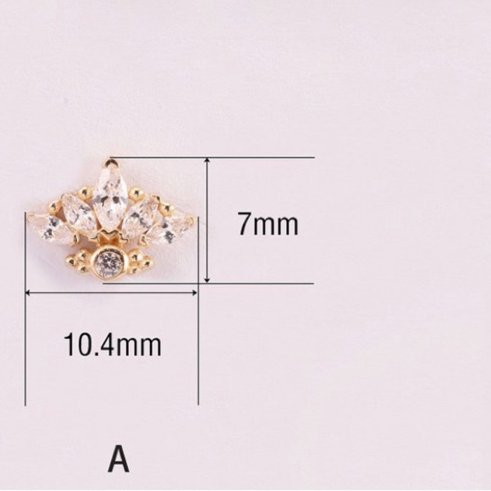 14k solid yellow gold Fan Crown Push Back Earring